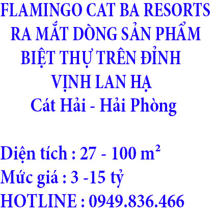 FLAMINGO CAT BA RESORTS RA MẮT DÒNG SẢN PHẨM BIỆT THỰ TRÊN ĐỈNH VỊNH LAN HẠ