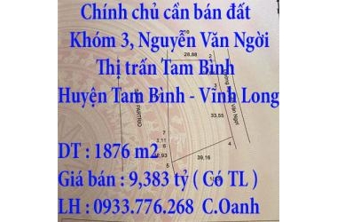 Chính chủ cần bán đất Huyện Tam Bình, Vĩnh Long