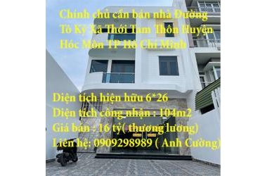 Chính chủ cần bán nhà Đường Tô Ký Xã Thới Tam Thôn Huyện Hóc Môn TP Hồ Chí Minh