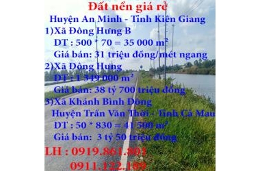 Đất nền giá rẻ tại Kiên Giang, Cà Mau