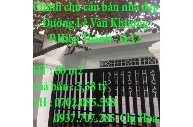 Chính chủ cần bán nhà đẹp ở Quận 12, Tp Hồ Chí Minh