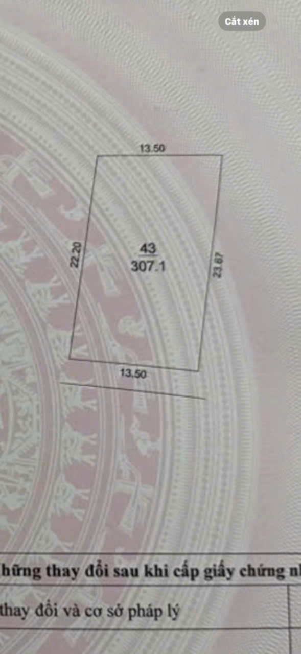 BÁN ĐẤT NGUYÊN KHÊ, ĐÔNG ANH, HÀ NỘI. DT 307M2, MT 13,5M. GIÁ 19 TỶ