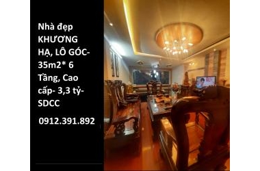 Nhà đẹp KHƯƠNG HẠ, LÔ GÓC- 35m2* 6 Tầng, Cao cấp- 3,3 tỷ- SDCC