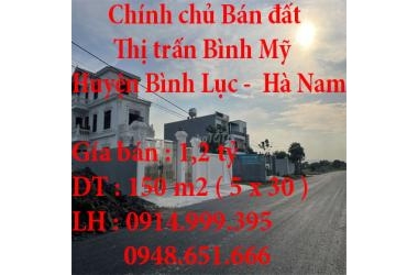Chính chủ Bán đất 150m2 (5x30) thị trấn Bình Mỹ