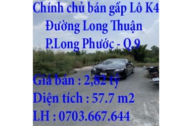 Chính chủ cần bán gấp Lô K4 Long Thuận DGP Q9 Tp Hồ Chí Minh