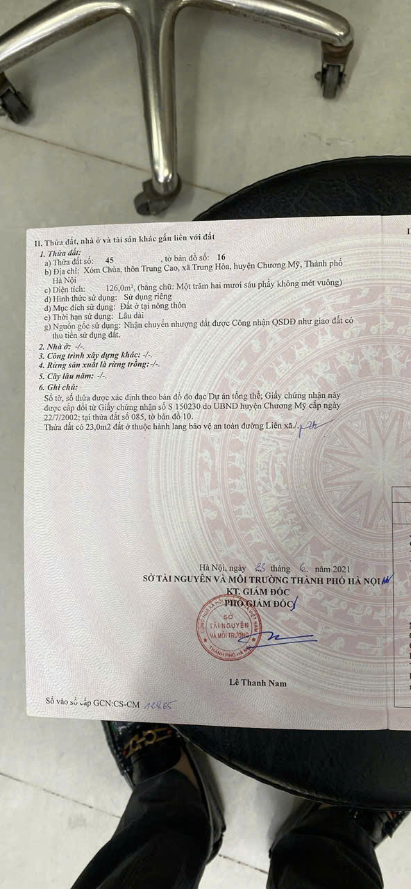 Bán đất MẶT TIỀN Đường Liên Xã, Xã Trung Hòa, Chương Mỹ, Hà Nội, 3,2 tỷ, 126m2