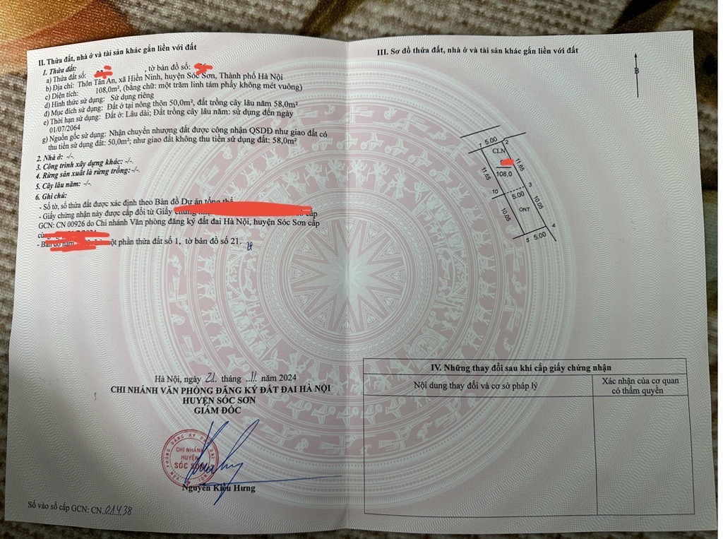 Bán đất Tân An, Hiền Ninh, Sóc Sơn 108m2….. 3,4tỷ